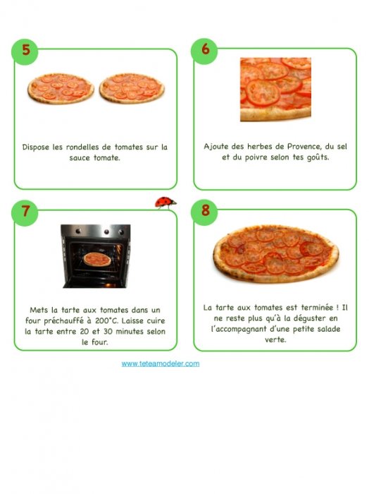 Suite de la recette de la tarte à la tomate illustrée