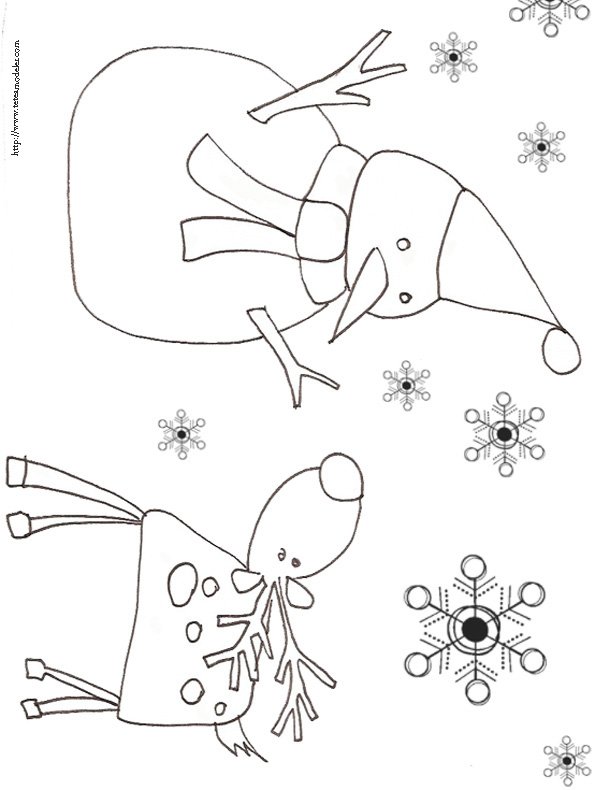 Coloriage du renne et du bonhomme de neige dessin 11
