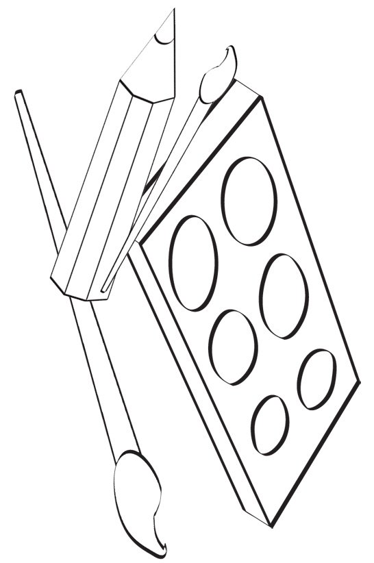 coloriage d'une palette de peinture pour la rentr&eacute;e scolaire
