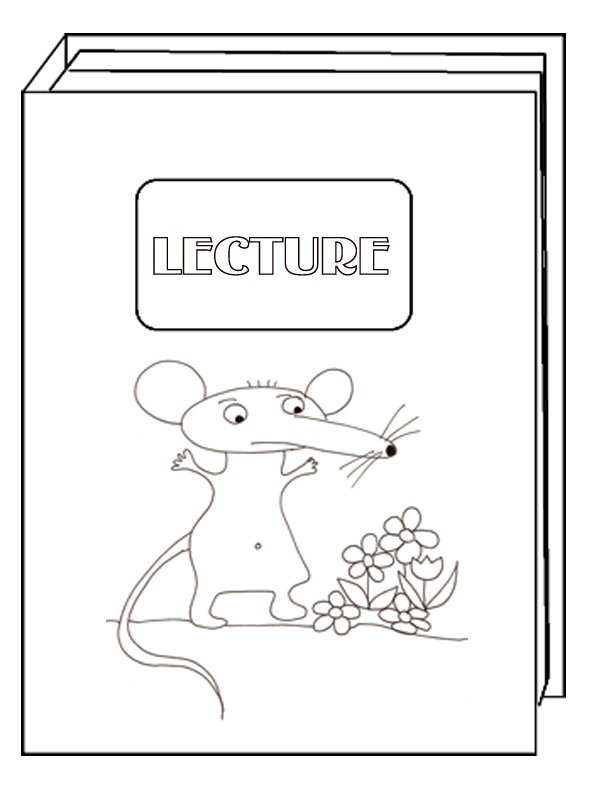 coloriage d'un livre de lecture pour la rentr&eacute;e scolaire - motif souris
