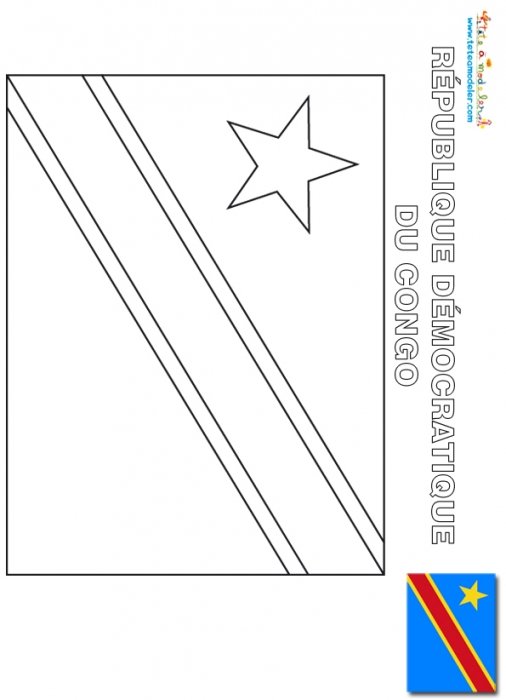 Coloriage du drapeau de la République Démocratique du Congo