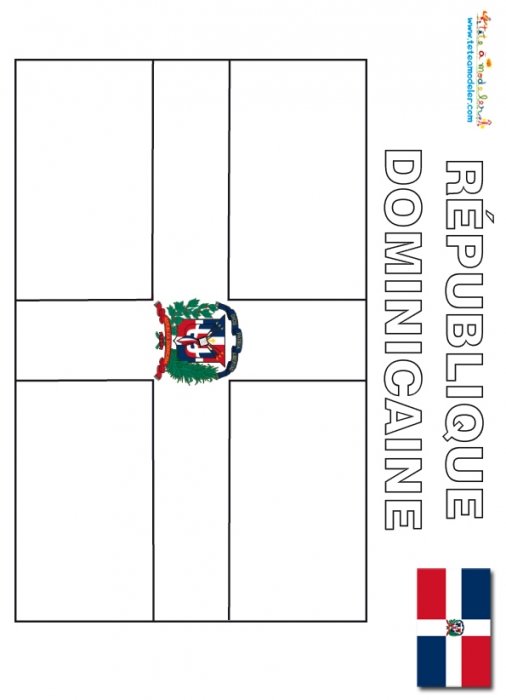 Coloriage du drapeau de la République Dominicaine