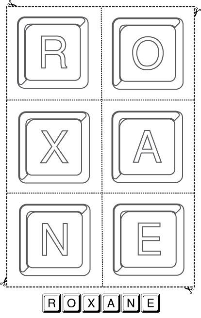 lettres du pr&eacute;nom roxane jeu &agrave; colorier 
