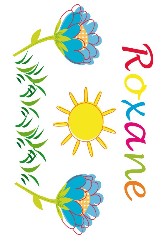image prenom Roxane dans jardin fleuri
