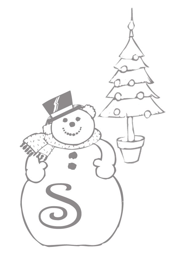 Coloriage alphabet bonhomme de neige : lettre "S"
