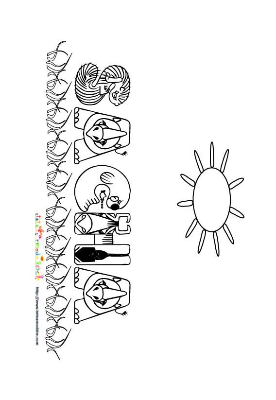 coloriage du prenom sacha ecrit avec des lettres en forme d'animaux
