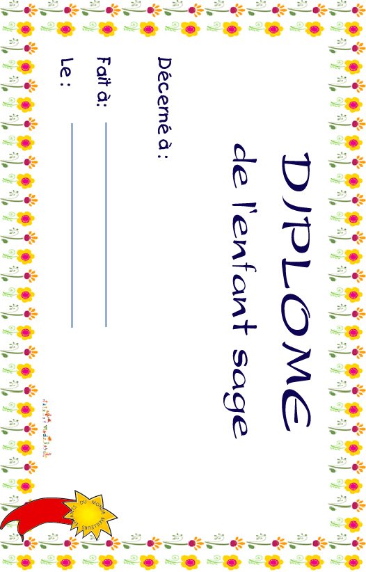 diplome de l'enfant sage
