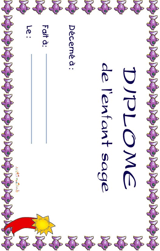 diplome enfant sage poissons
