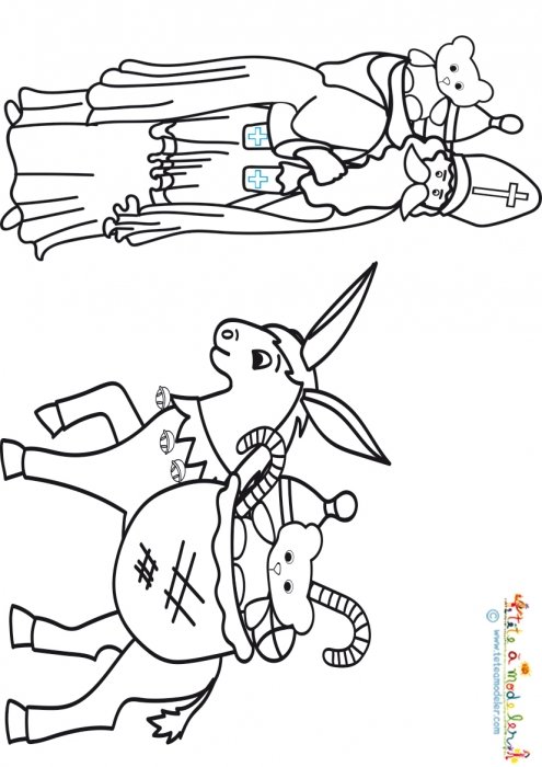 Coloriage de saint Nicolas et son âne