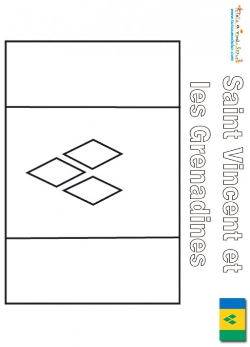 Coloriage drapeau de Saint Vincent et les Grenadines