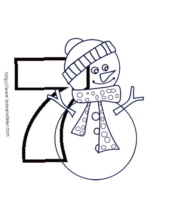 Coloriage des chiffres de No&euml;l : 7
