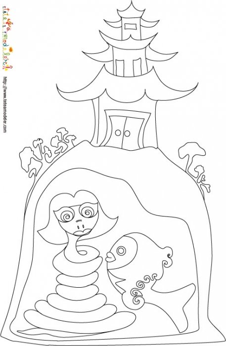 Coloriage du serpent et du poisson
