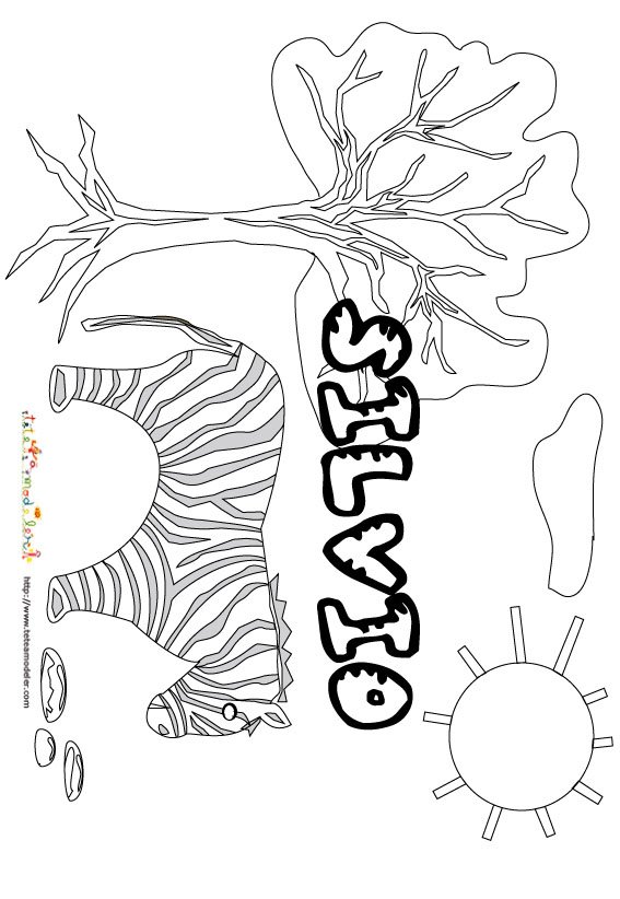 coloriage pr&eacute;nom silvio d&eacute;cor savane
