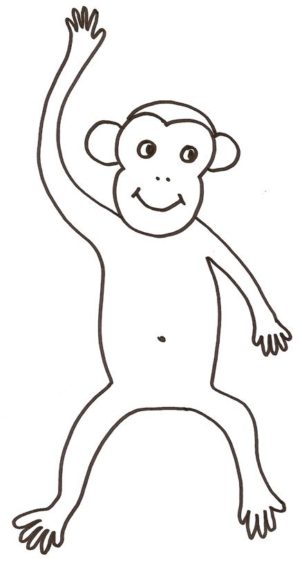 coloriage d'un singe : dessin bras lev&eacute; 

