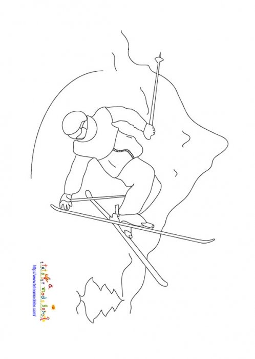 Coloriage skieur halfpipe 