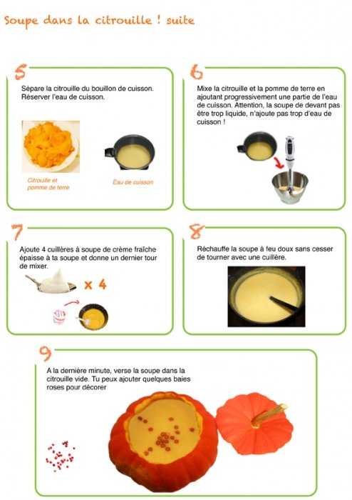 Soupe dans la citrouille page 2 de la recette