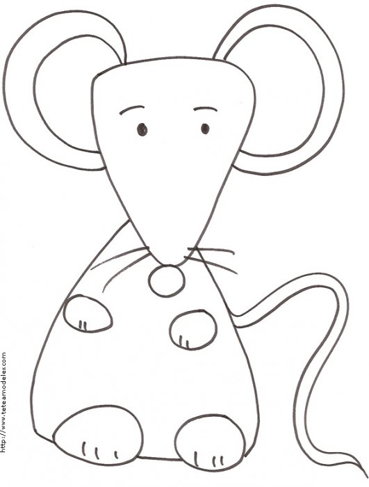 Coloriage de la petite souris assise