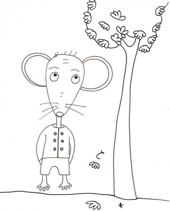 Coloriage enfant : Coloriage de Mimi souris en automne