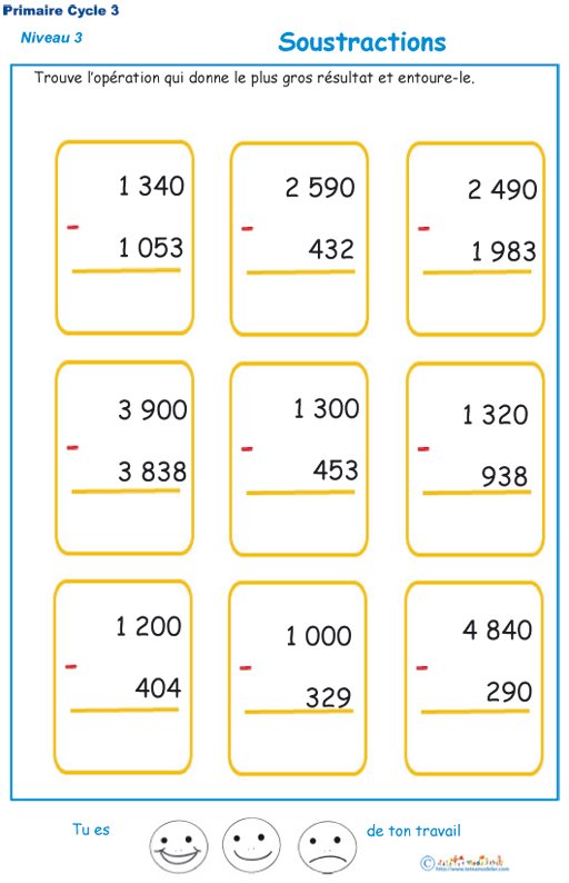 Imprimer des soustractions exercice 4
