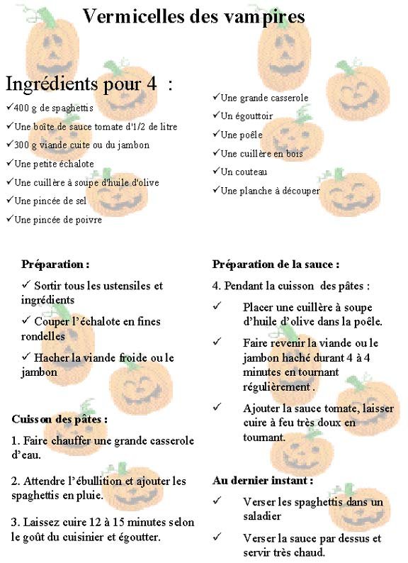 Recette des vermicelles des vampires

