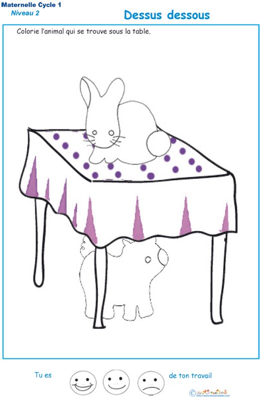 Imprimer l'exercice 2 dessus dessous lapin et cochon 
