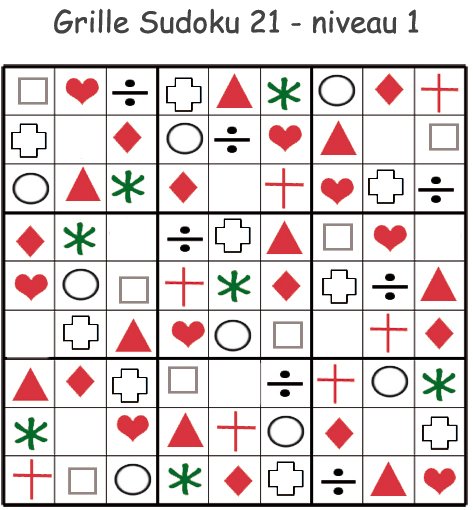 Imprimer le sudoku 21 niveau 1 : maternelle 