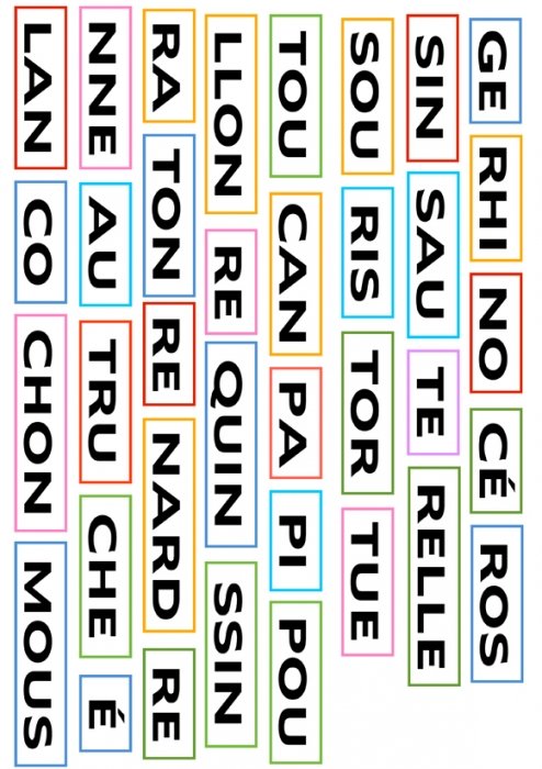 Nom des animaux en syllabes