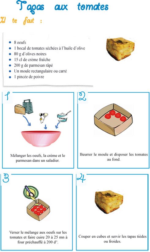 recette des  tapas aux tomates  illustr&eacute;e
