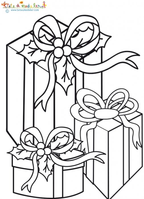 Coloriage de cadeaux en tas
