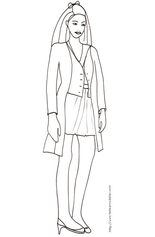Coloriage du Top Model avec veste longue
