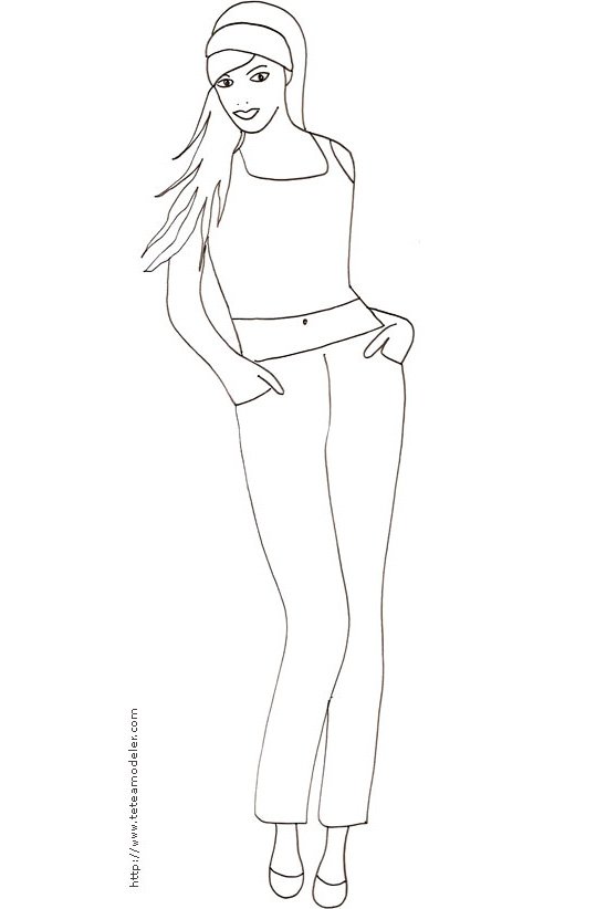 Coloriage du Top Model au bandeau
