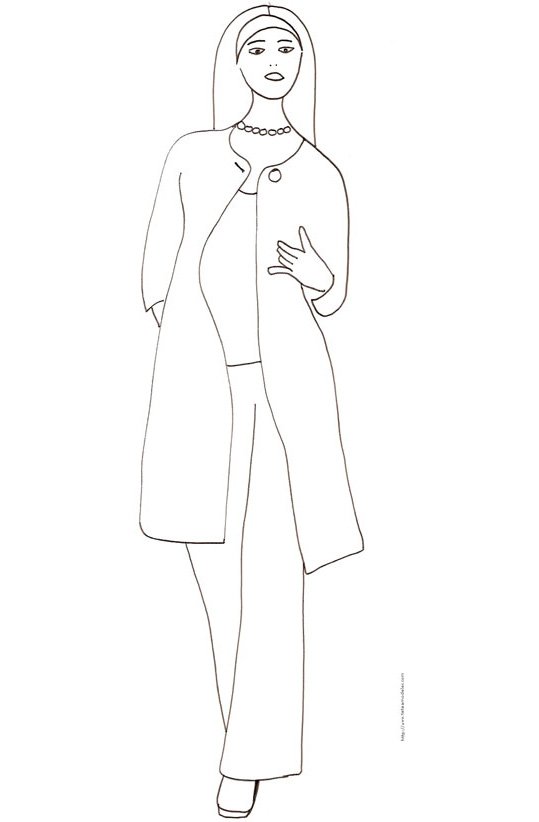 Coloriage du Top model au manteau
