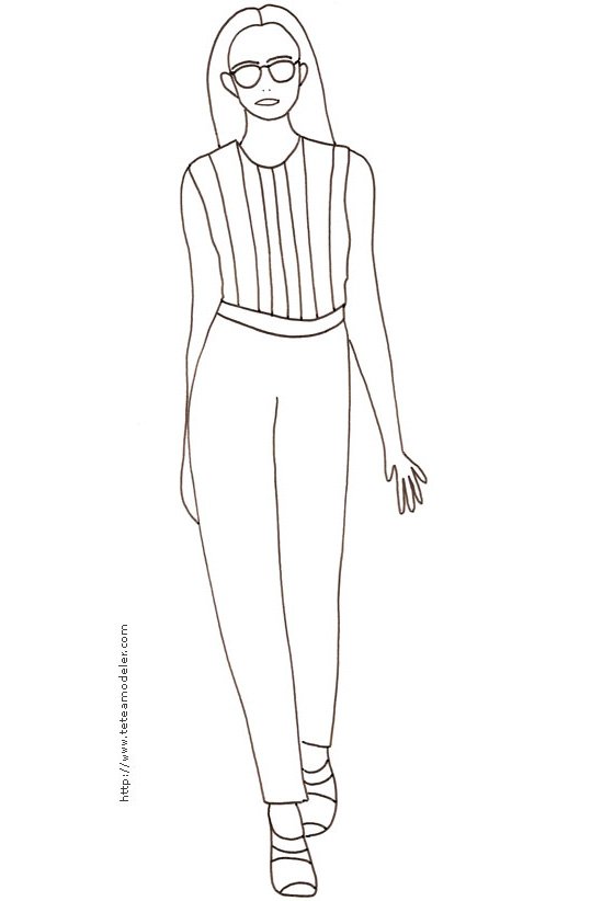 Coloriage du Top model au top a rayures
