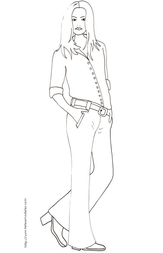 Coloriage du Top Model tenue decontractee
