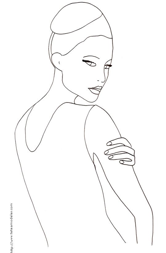 Coloriage du Top Model dessin 30 - manequin au chignon
