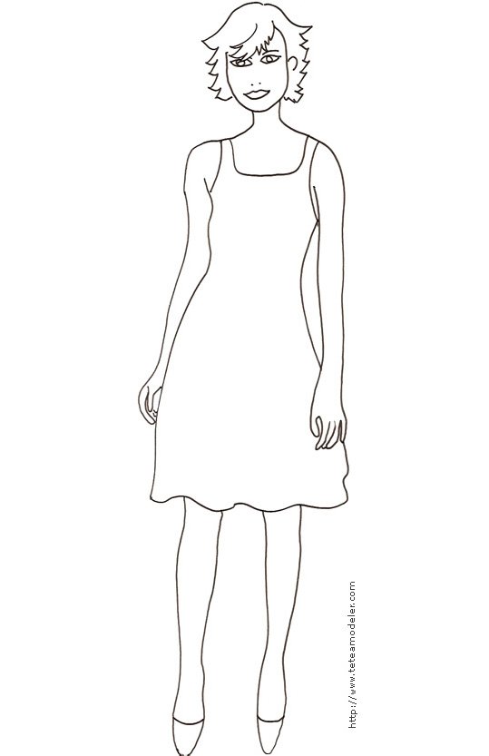 Coloriage du Top Model aux cheveux courts 

