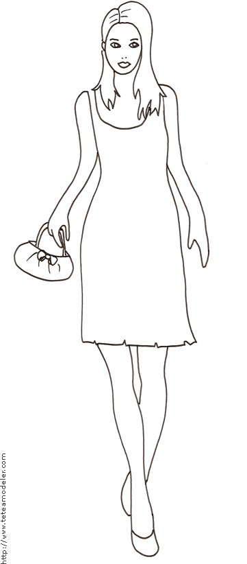 Coloriage du Top Model au petit reticule

