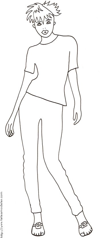Coloriage du Top Model coupe garconne
