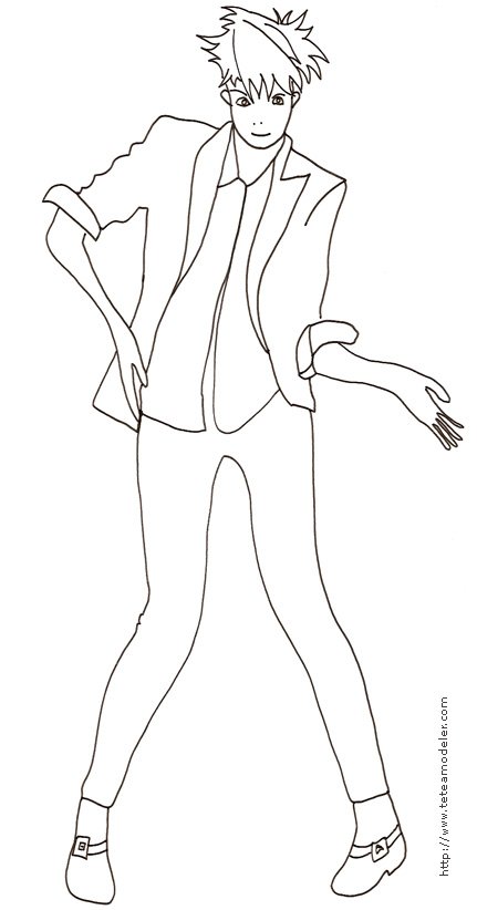 Coloriage du Top Model pose rock
