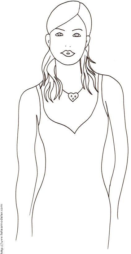 Coloriage du Top Model : buste medaille coeur
