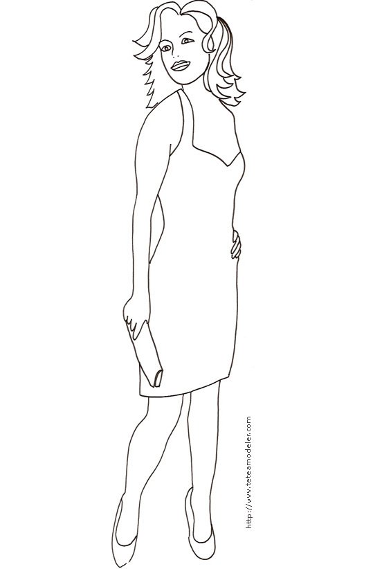 Coloriage du Top Model : pose manequin
