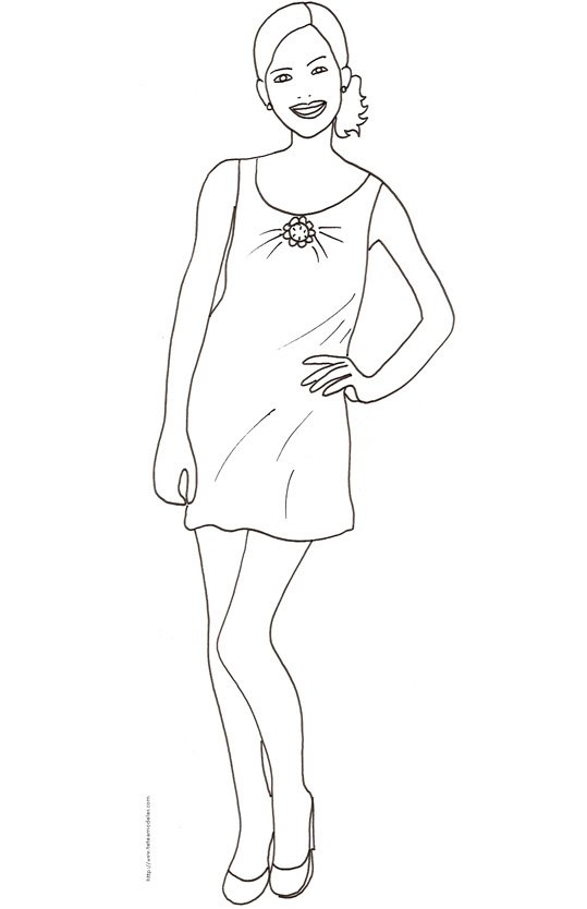 Coloriage du Top Model : dessin 48 robe ete
