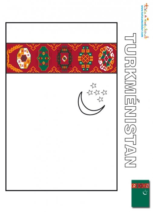 Coloriage du drapeau du Turkmenistan