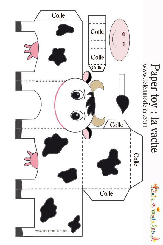 Paper toy vache noire et blanche
