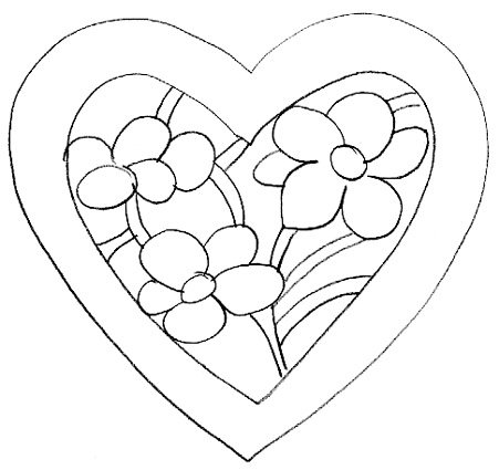Mod&egrave;le coeur pour carte en piquage
