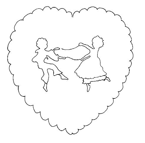 Mod&egrave;le coeur aux enfants pour carte en piquage
