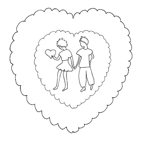 dessin carte piquage : 3 coeurs 
