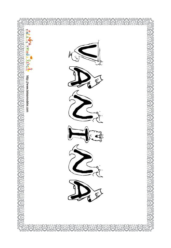 coloriage prenom Vanina droles de lettres bestioles