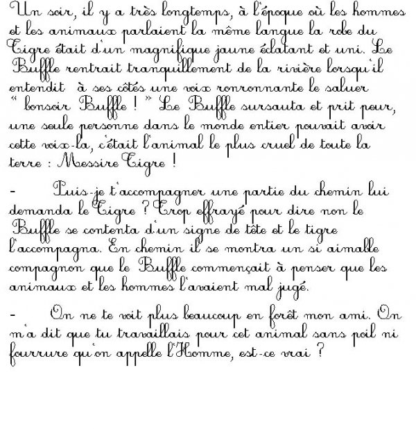 Imprimer la page 1 du conte "Le tigre et le paysan" 