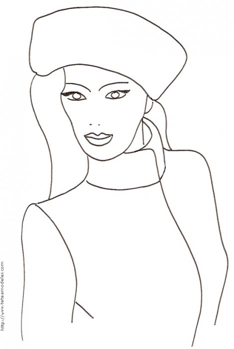 Coloriage d'un visage de fille avec une toque